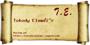 Tokody Elemér névjegykártya