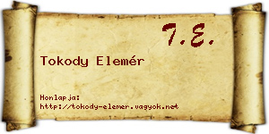 Tokody Elemér névjegykártya